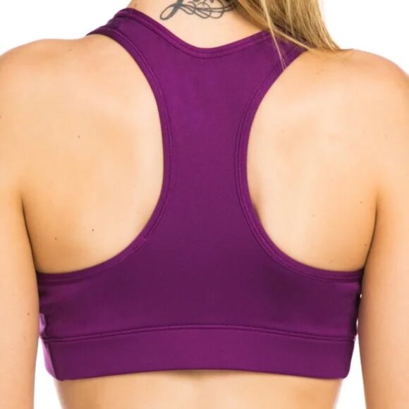 Nike Pro Check Dri-Fit Seamless Lined Racerback Sports Bra in Grape - Picture 2 of 4